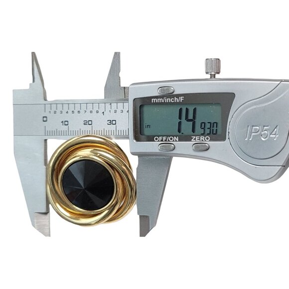 Kirk's Folly Gold Tone Black Lucite Rivoli Clip On Earrings, Signed - Picture 8 of 9